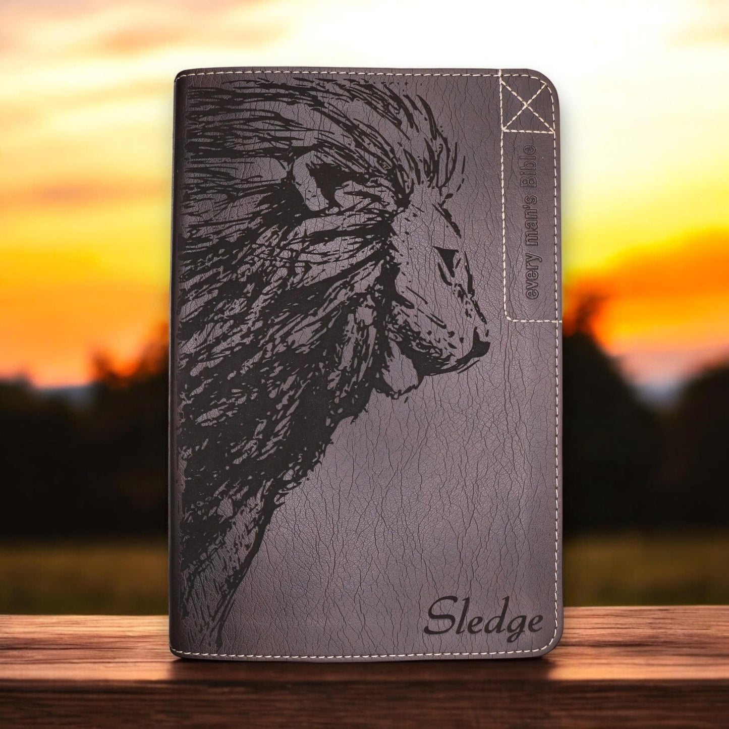 Personalized Every Man's NLT Bible: Engraved Lion & Crown of Thorns, Brown Deluxe Edition