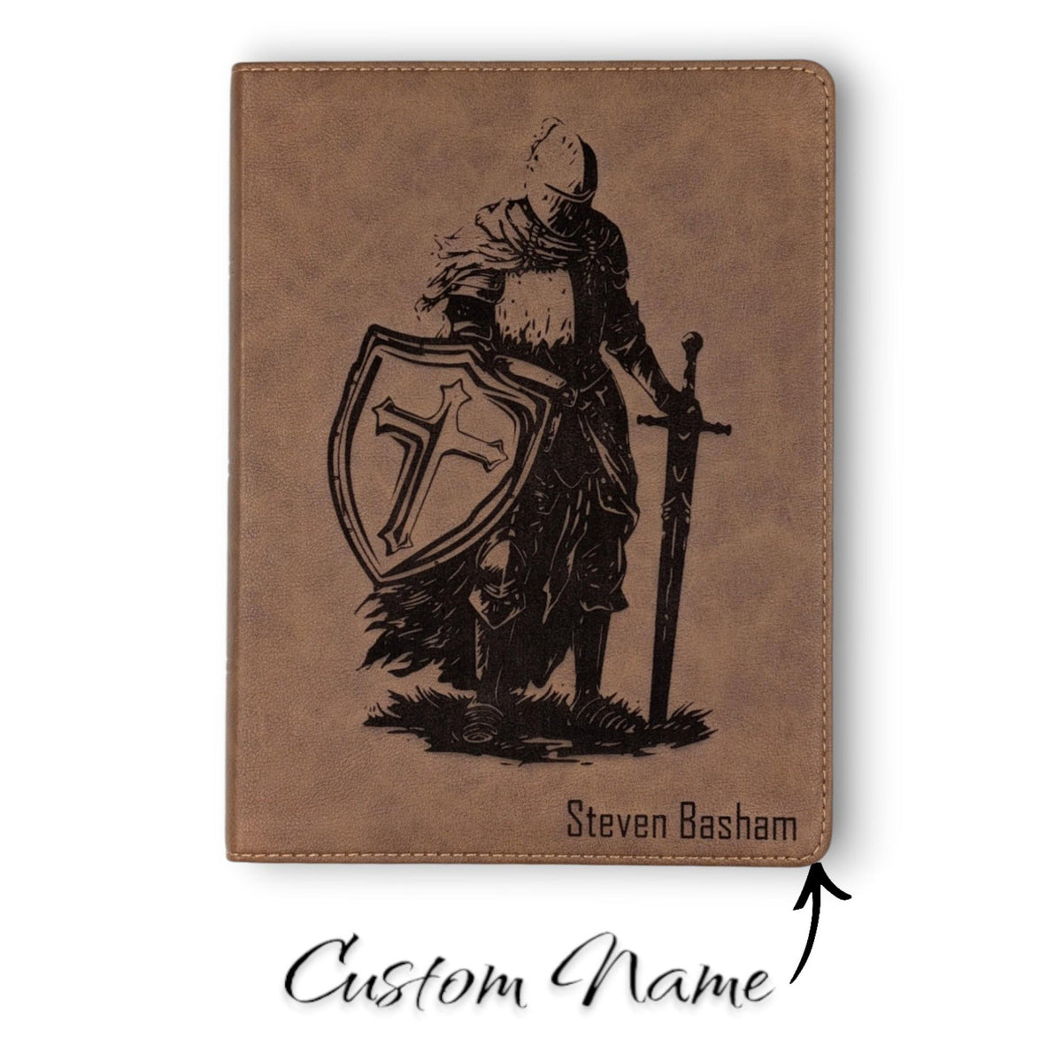Personalized KJV Bible: Engraved Armor of God Warrior, Wide Margins, Brown Leatherlike