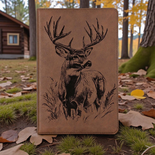 Personalized KJV Bible Personal Size: Engraved Buck Deer, Brown Leatherlike