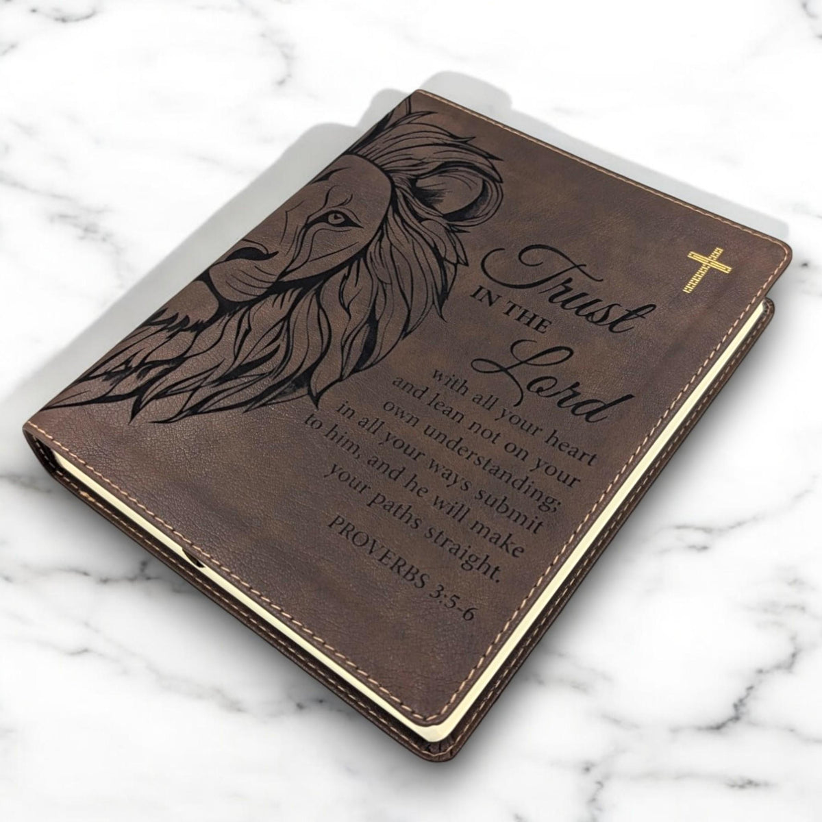 Personalized NIV Journal Bible: Engraved Lion and Trust in the Lord Verse, Lined Wide Margins