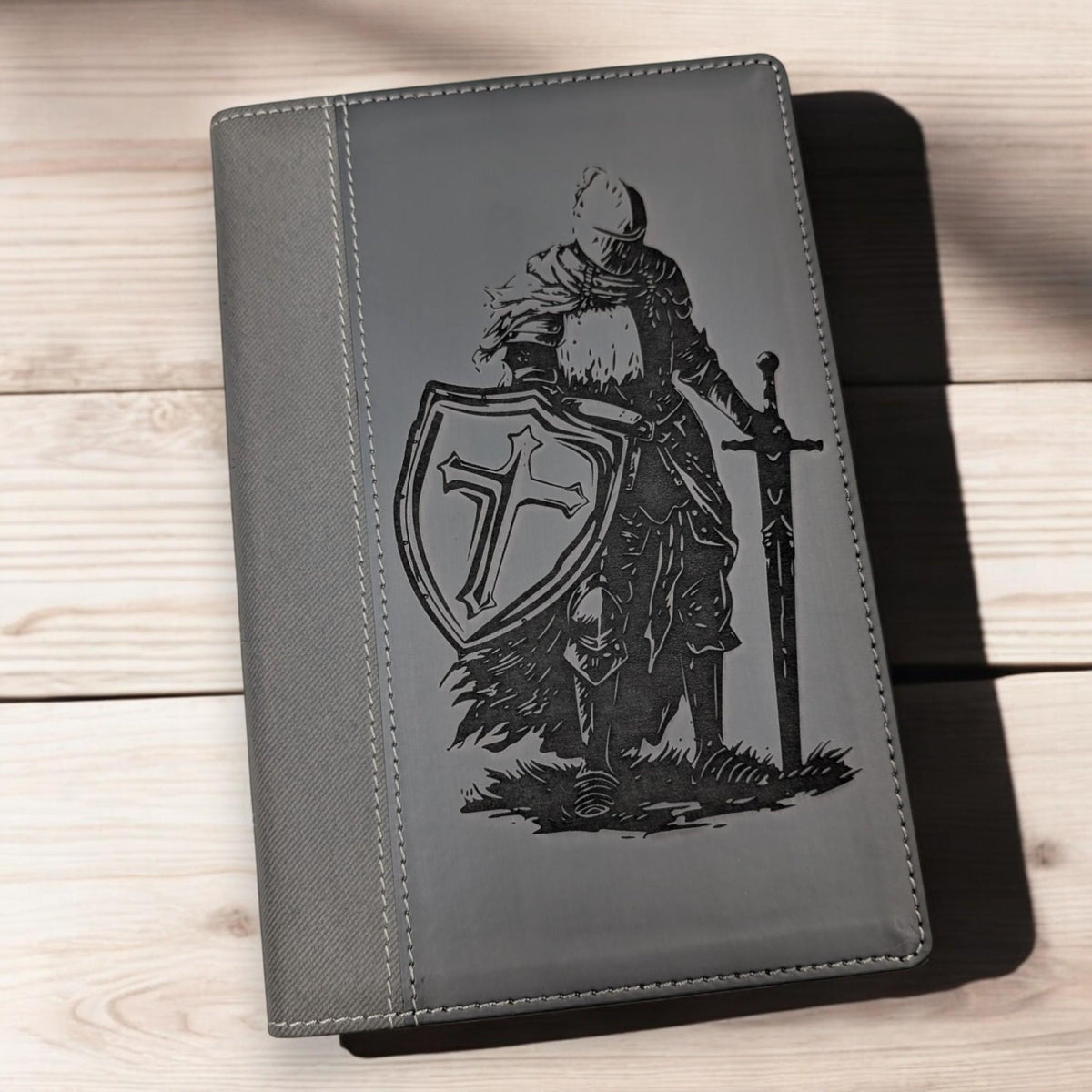 Personalized NIV Bible Large Print: Engraved Armor of God Warrior, Black Leatherlike