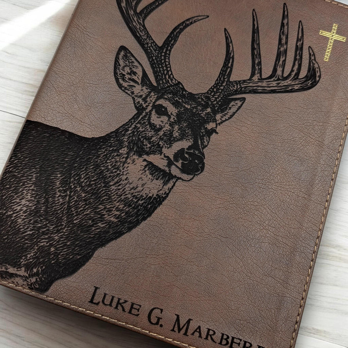 Personalized NIV Journal Bible: Engraved Buck, Custom Name, Lined Wide Margins