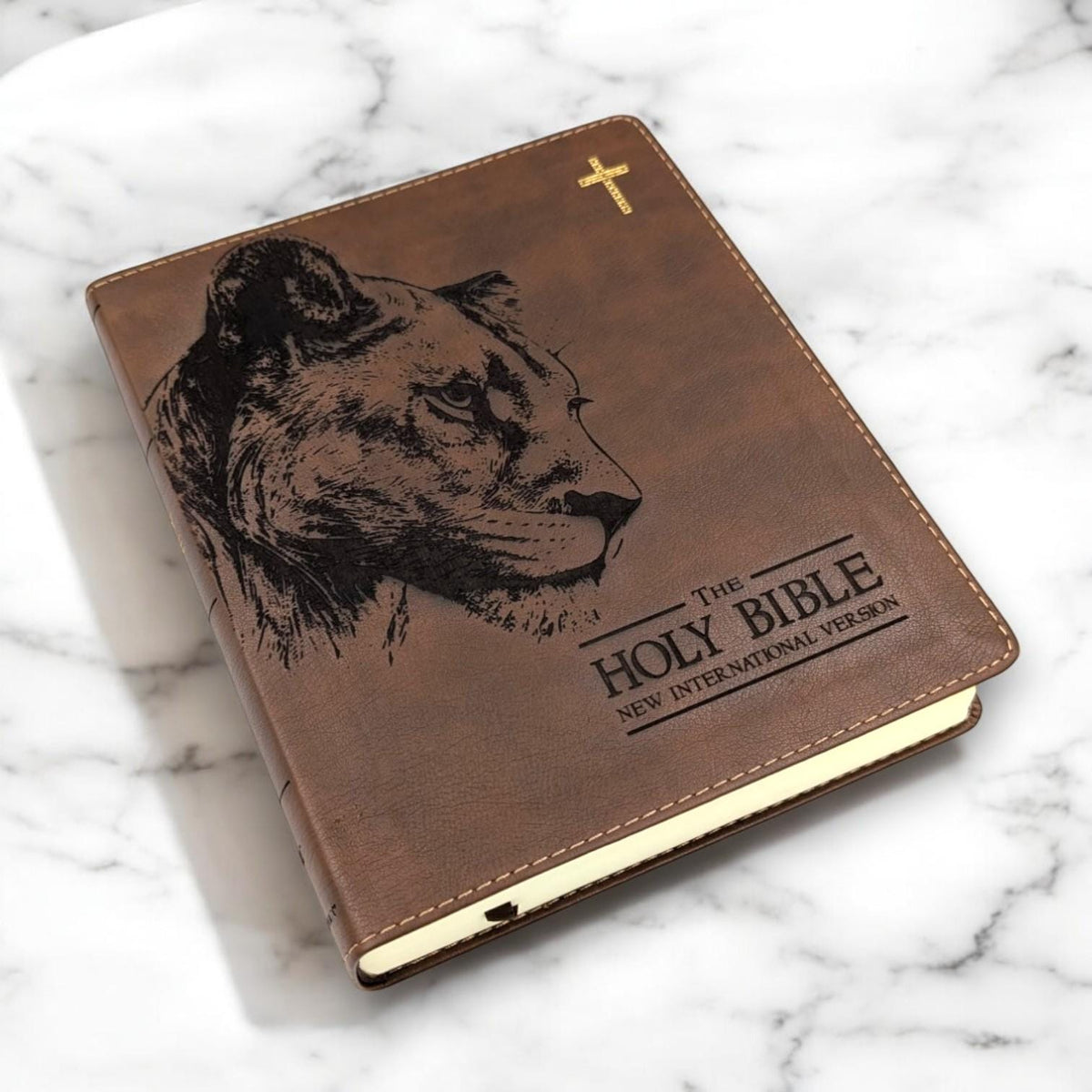 Personalized NIV Journal Bible for Women: Engraved Lioness and Holy Bible, Lined Wide Margins
