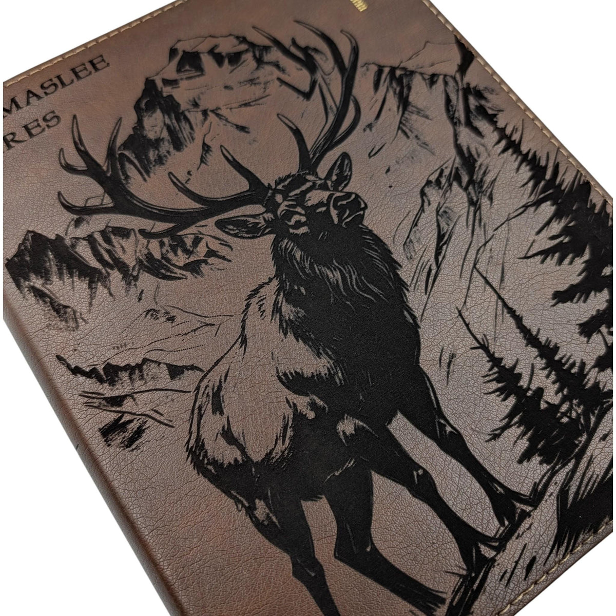 Personalized NIV Journal Bible: Engraved Elk and Custom Name, Lined Wide Margins