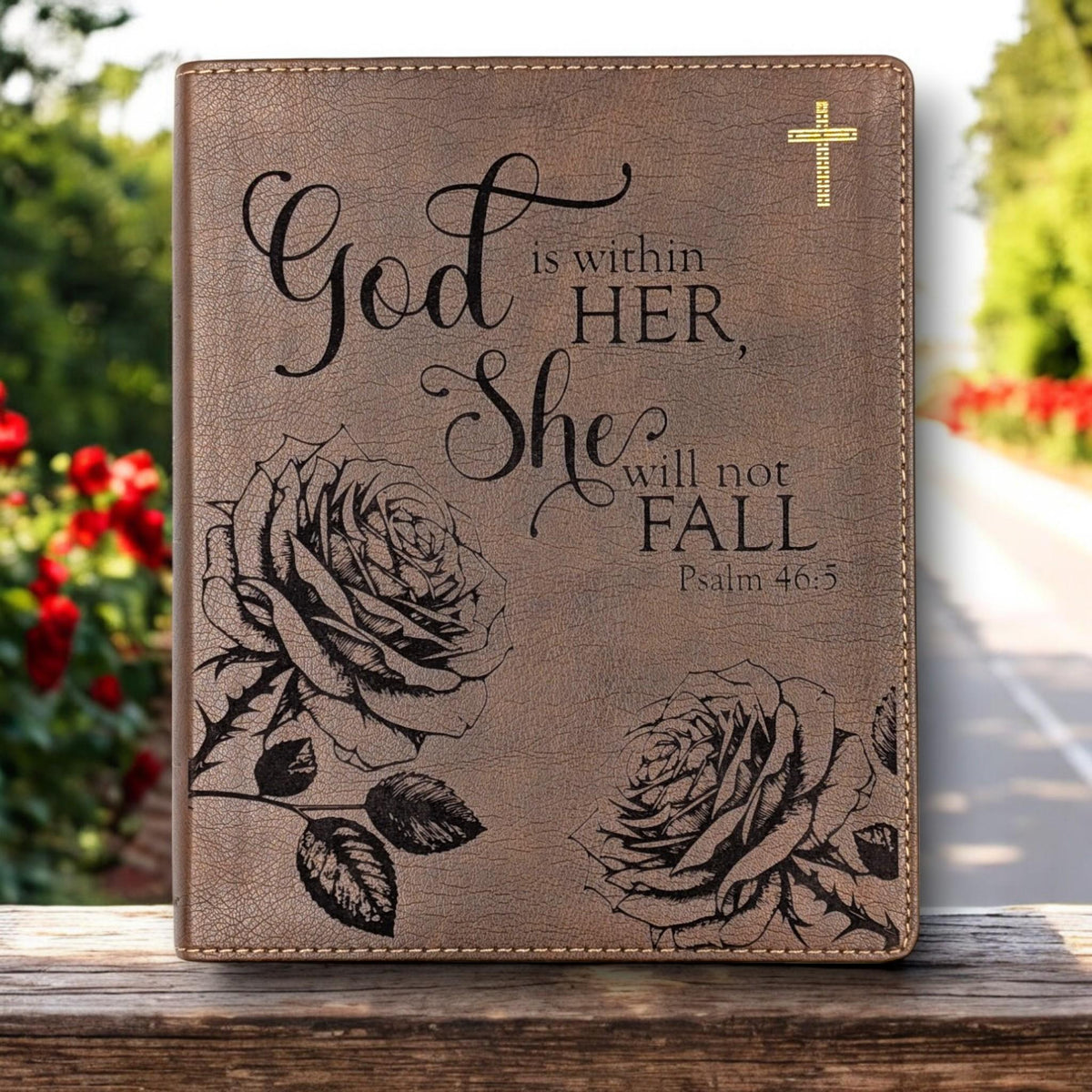 Personalized NIV Journal Bible for Women: Rose Flower Engraving, Lined Wide Margins