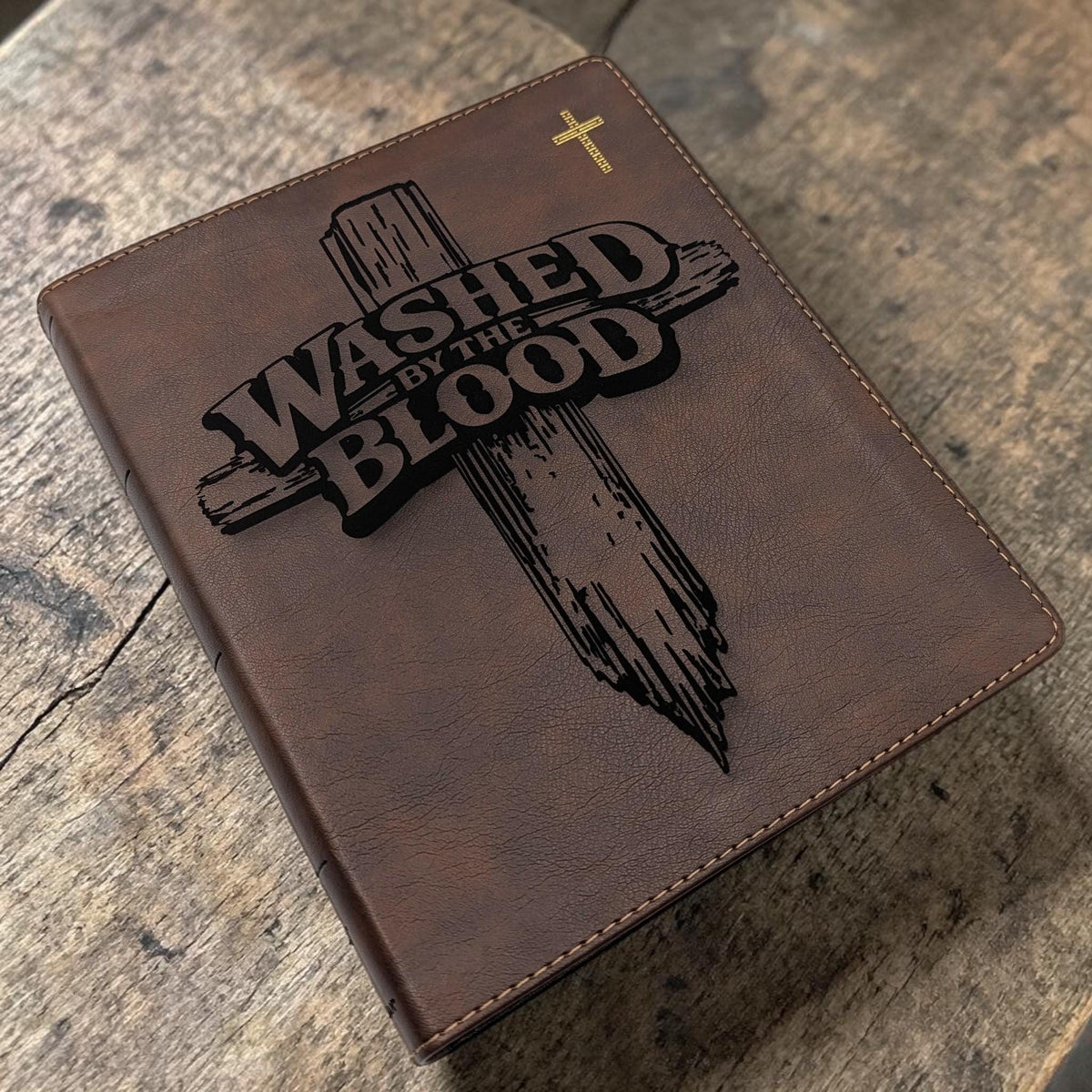 Personalized NIV Journal Bible: Engraved Washed By The Blood Cross Design, Lined Wide Margins