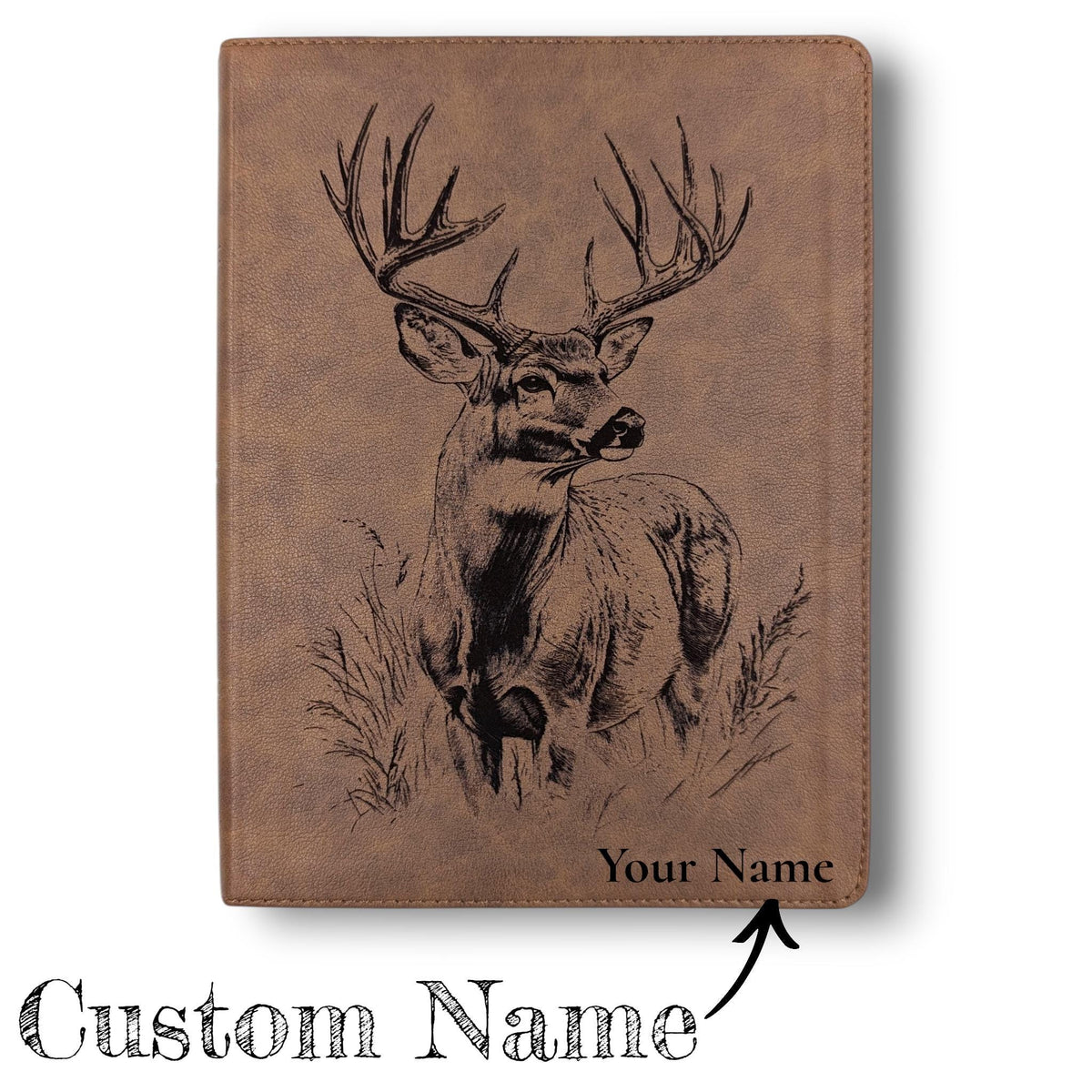Personalized KJV Bible: Engraved Deer, Wide Margin, Brown