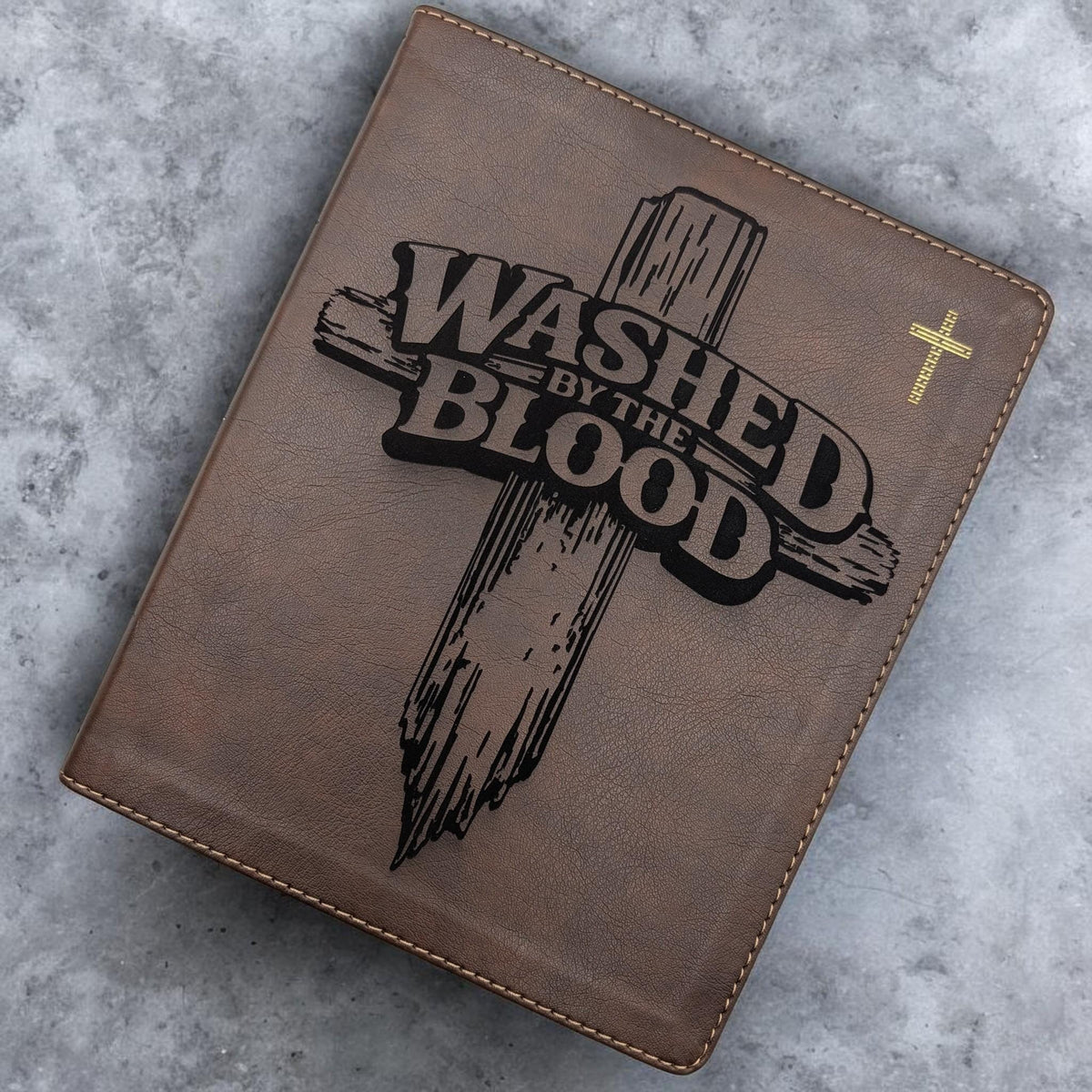 Personalized NIV Journal Bible: Engraved Washed By The Blood Cross Design, Lined Wide Margins