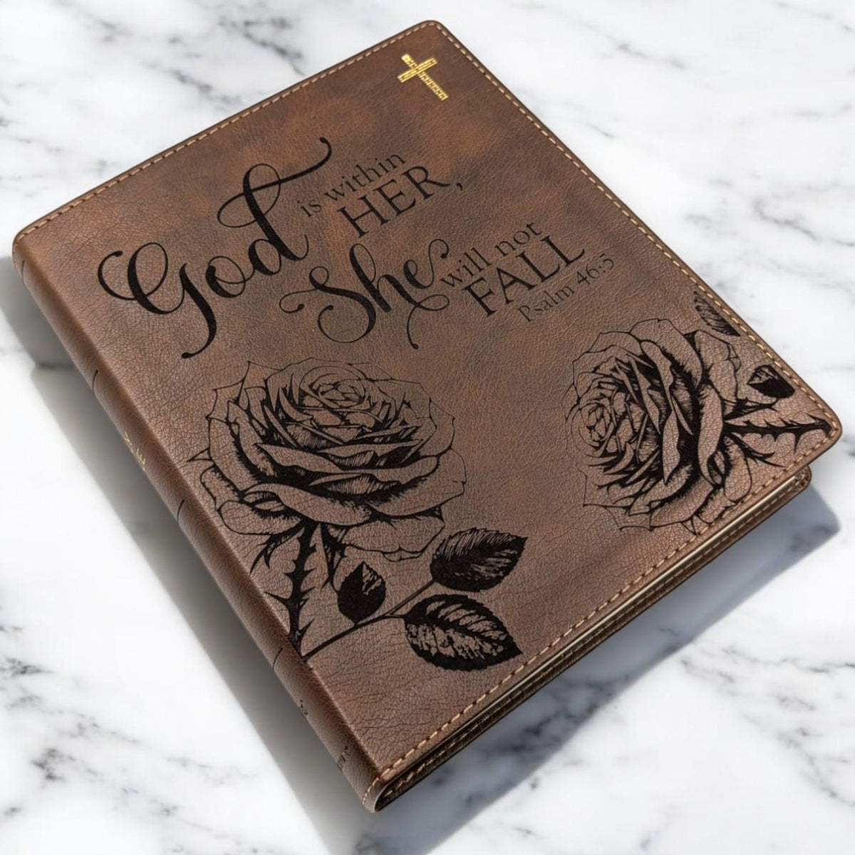 Personalized NIV Journal Bible for Women: Rose Flower Engraving, Lined Wide Margins