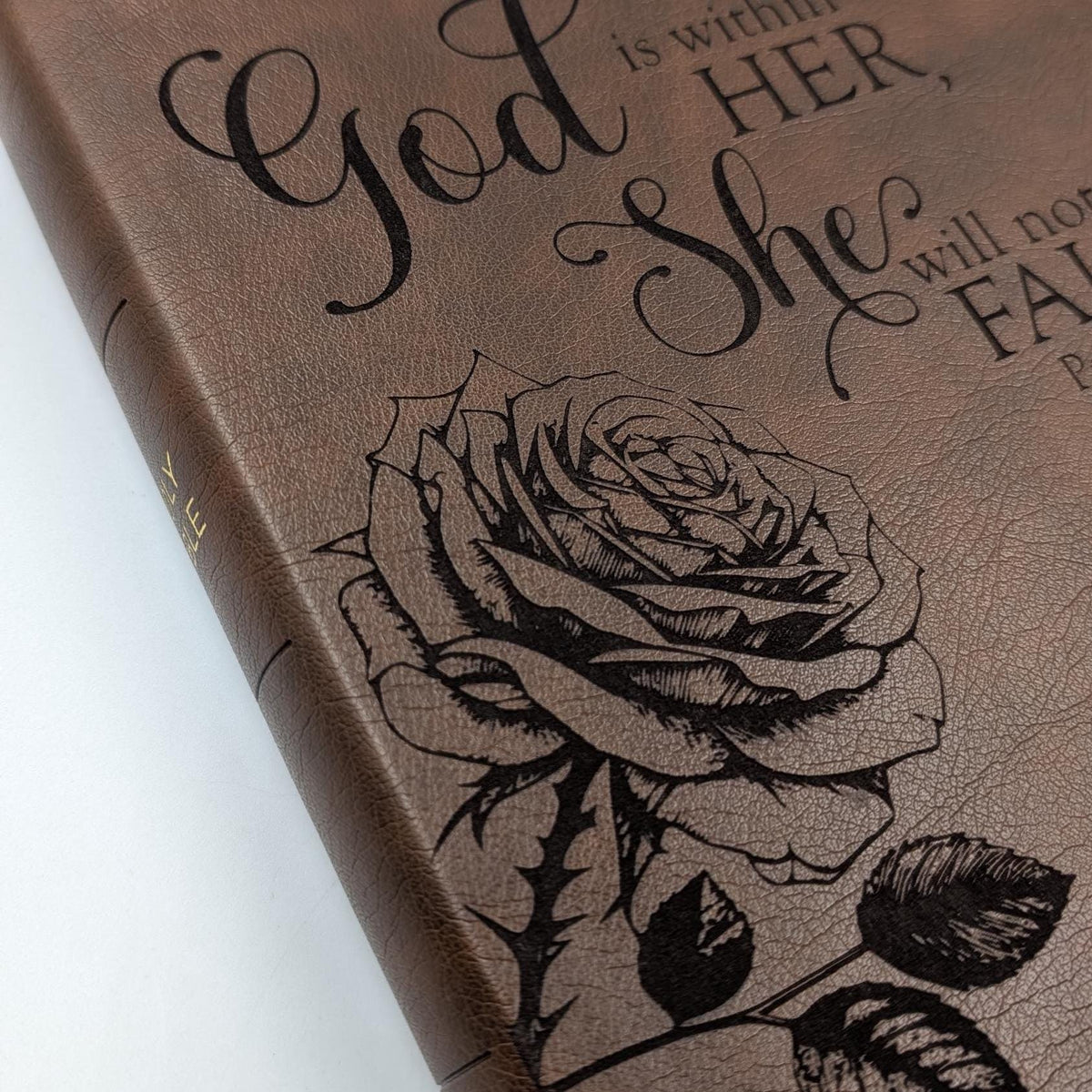 Personalized NIV Journal Bible for Women: Rose Flower Engraving, Lined Wide Margins