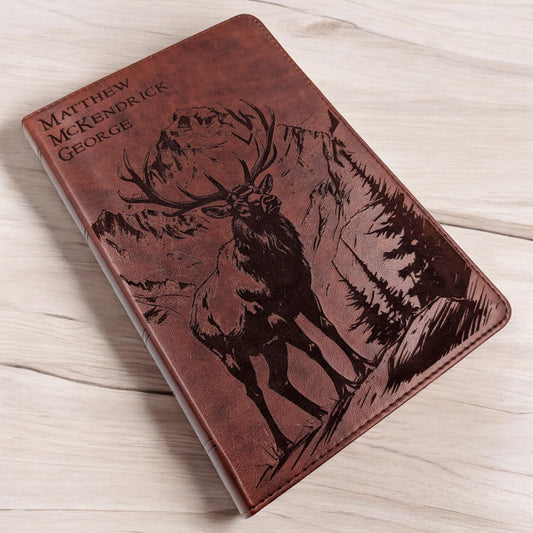 Personalized ESV Bible Large Print: Elk Engraving for Hunters and Nature Lovers