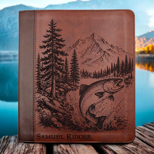Personalized ESV Journal Study Bible: Engraved Fish & Nature Scene, Lined Wide Margins
