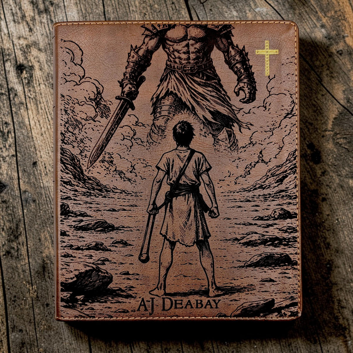 Personalized NIV Journal Bible: Engraved David and Goliath, Custom Name, Lined Wide Margins