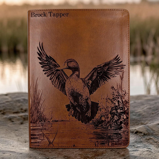Personalized CSB He Reads Truth Bible: Engraved Duck design, Brown Leatherlike, Wide Margin