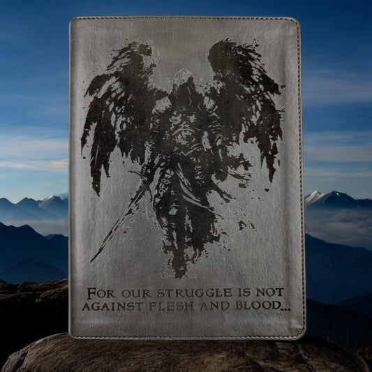 Personalized CSB He Reads Truth Bible: Engraved Michael the Archangel, Gray Leatherlike, Wide Margin