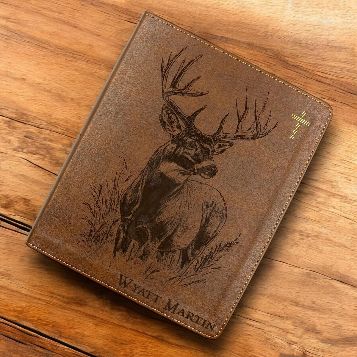 Personalized NIV Journal Bible: Engraved Buck Deer, Lined Wide Margins