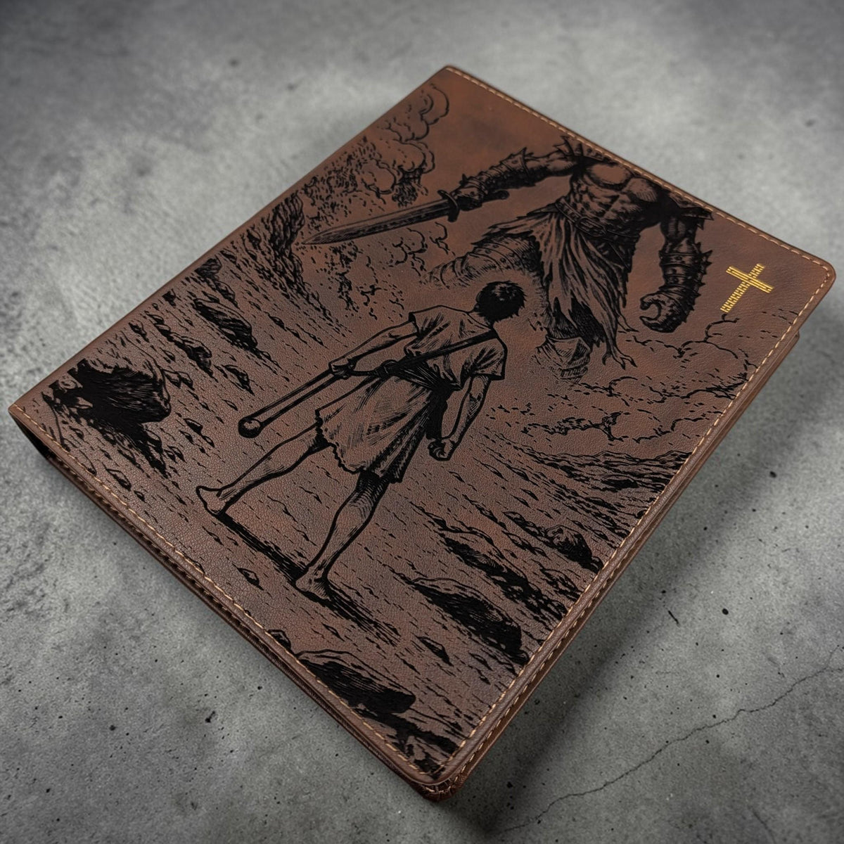 Personalized NIV Journal Bible: Engraved David and Goliath, Custom Name, Lined Wide Margins