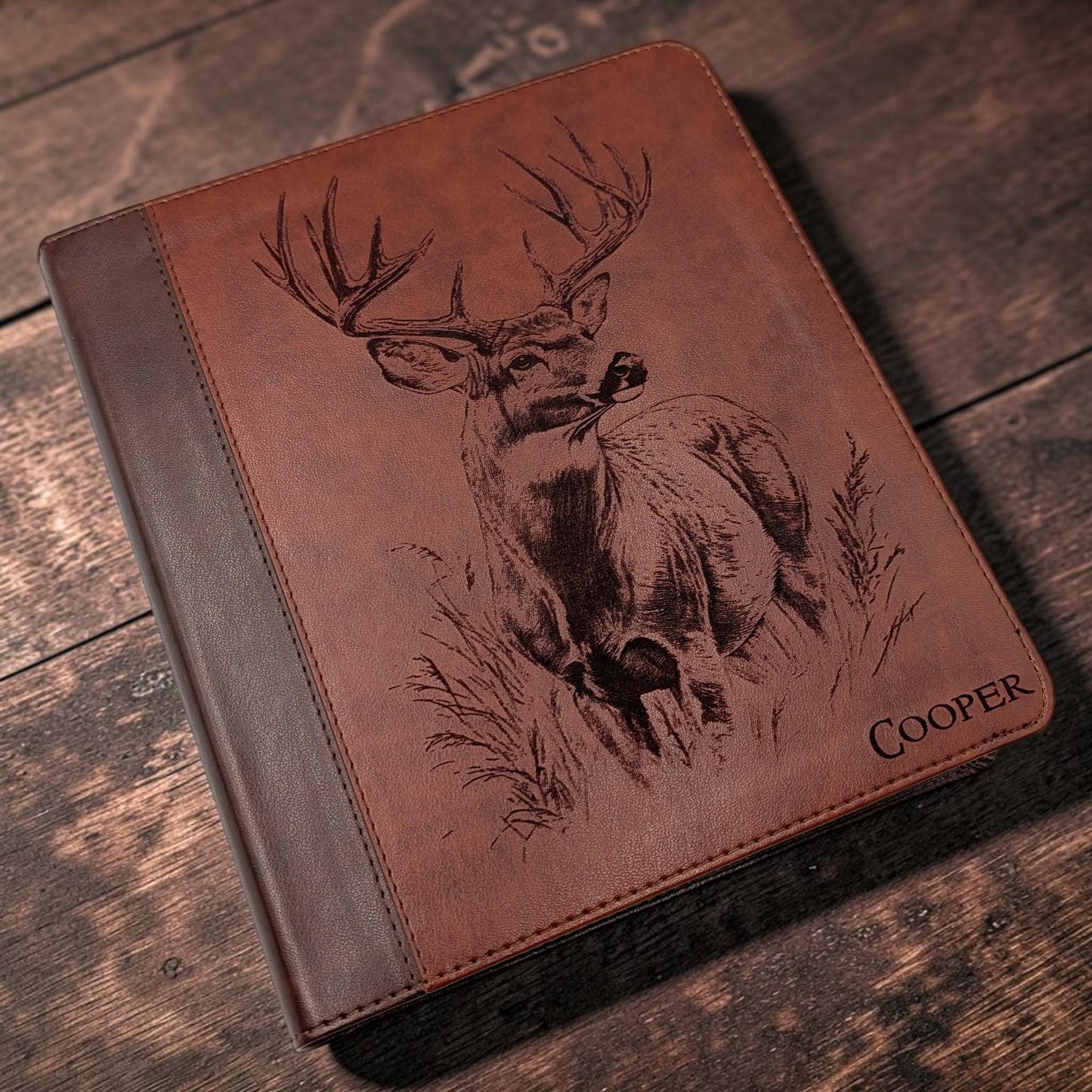 Personalized ESV Journal Study Bible: Engraved Buck Deer, Lined Wide Margins