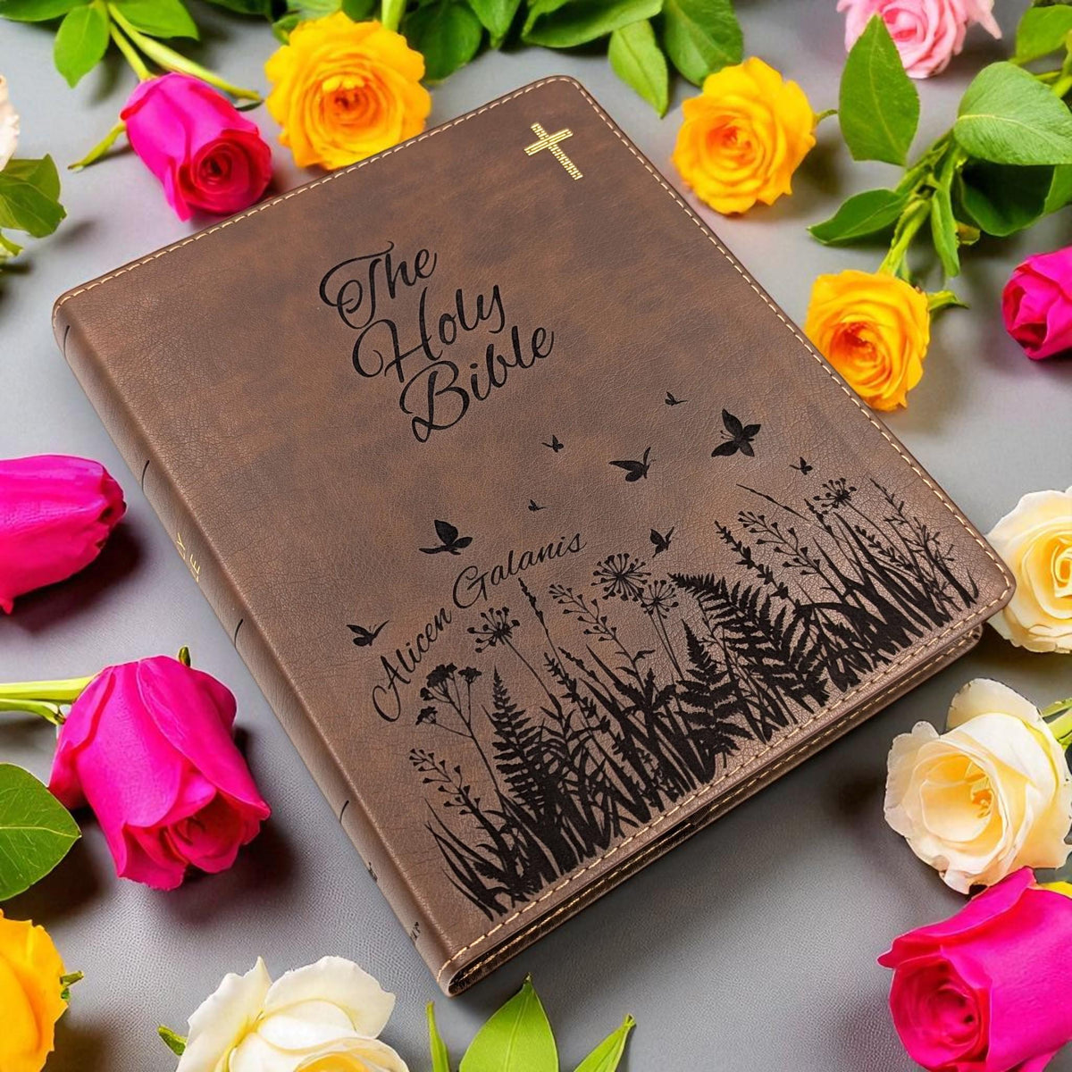 Personalized NIV Journal Bible for Women: Wildflower Engraving, Lined Wide Margins