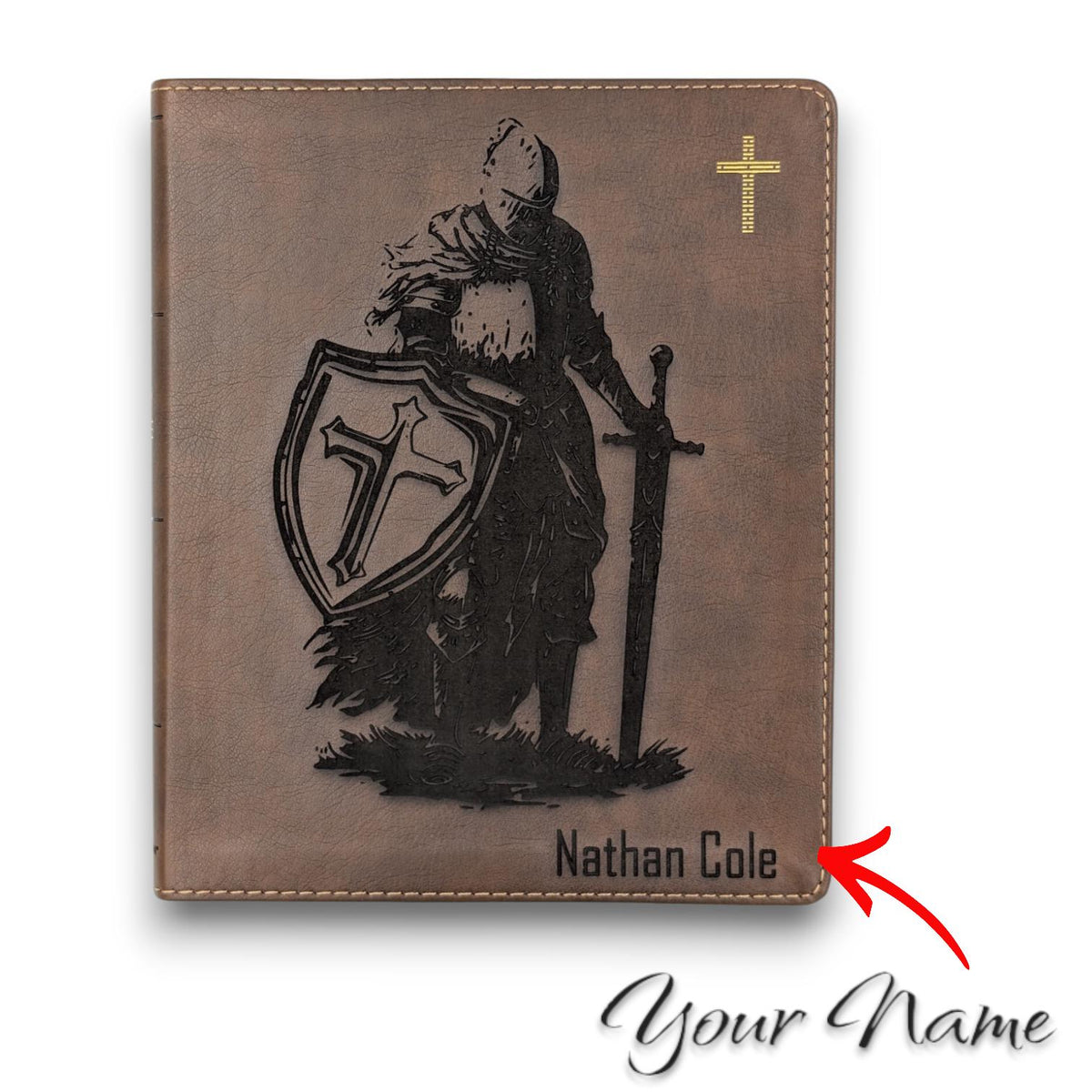 Personalized NIV Journal Bible: Engraved Armor of God Warrior, Lined Wide Margins