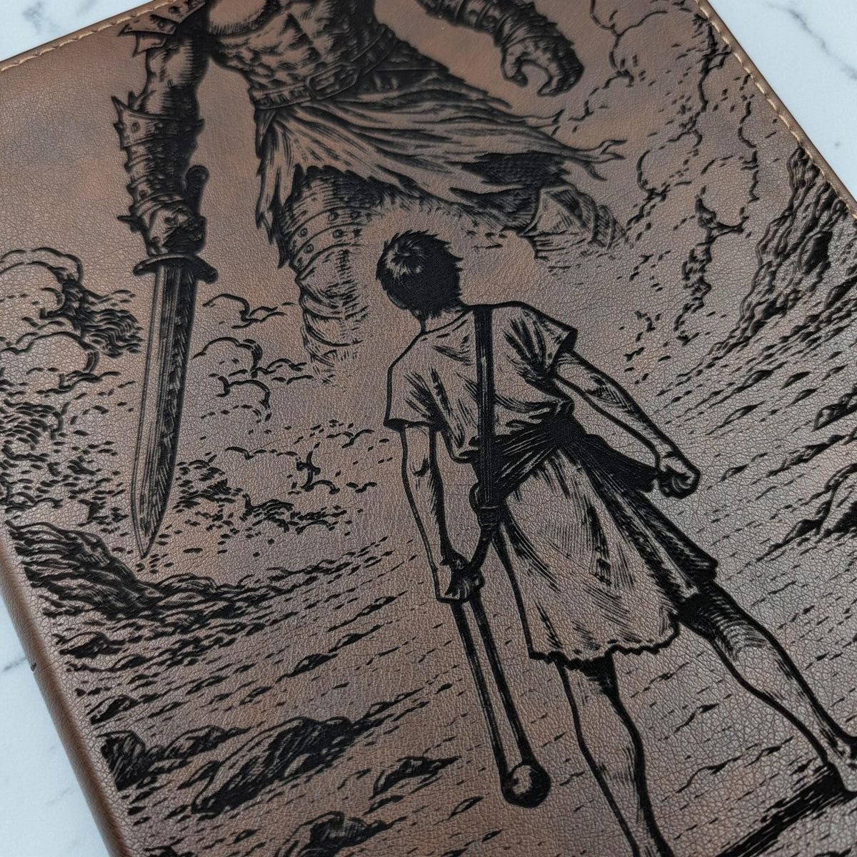 Personalized NIV Journal Bible: Engraved David and Goliath, Custom Name, Lined Wide Margins