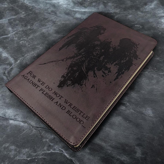 Personalized ESV Thinline Bible Large Print: Engraved Michael the Archangel, Mahogany Cover