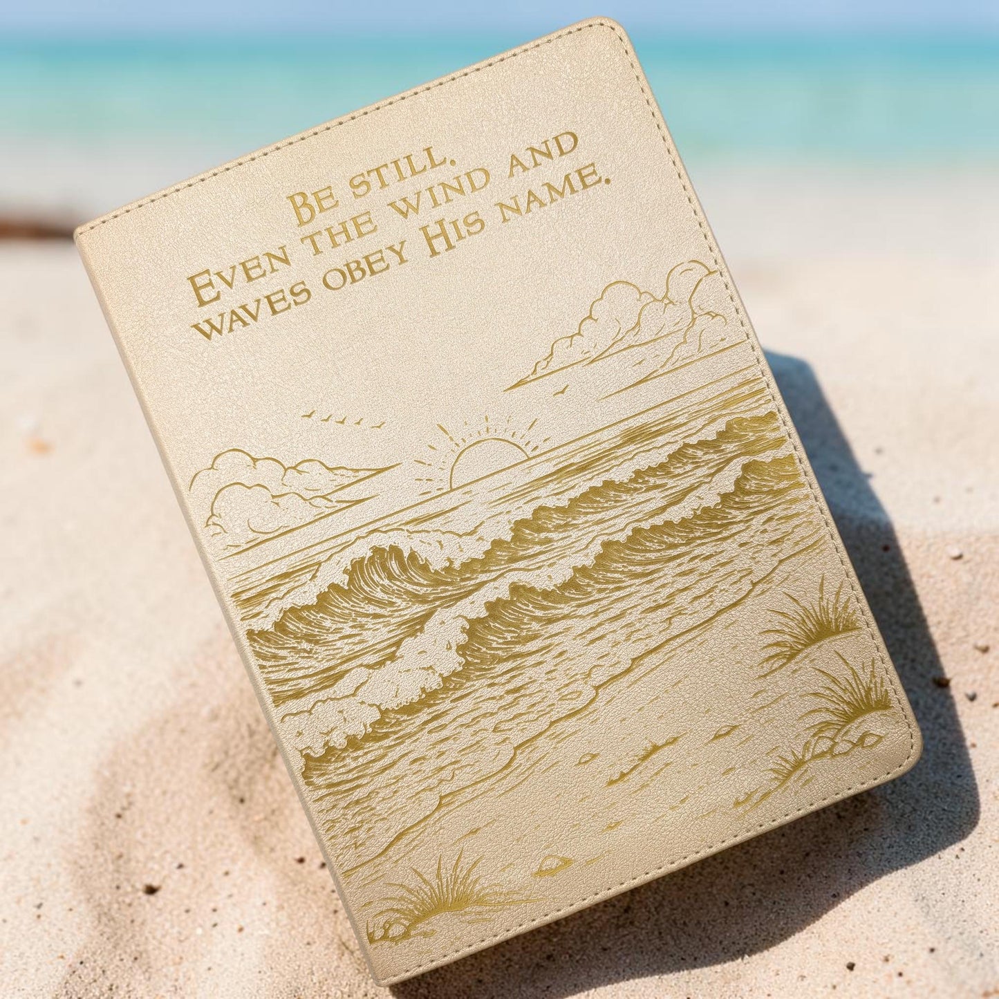 Personalized CSB She Reads Truth Bible: Engraved Ocean Design, Wide Margins, Champagne Leatherlike
