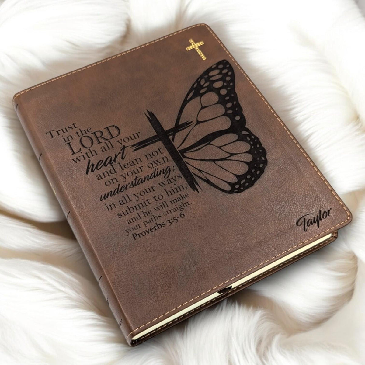 Personalized NIV Journal Bible for Women: Engraved Butterfly Design, Lined Wide Margins