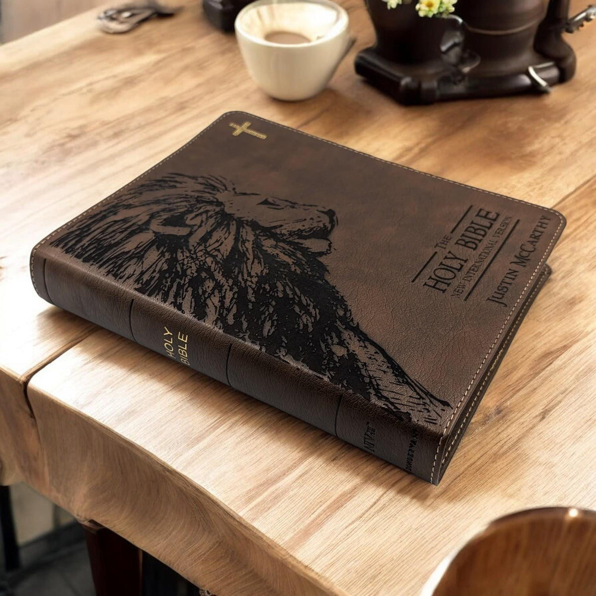Personalized NIV Journal Bible: Lion Engraving, Lined Wide Margins