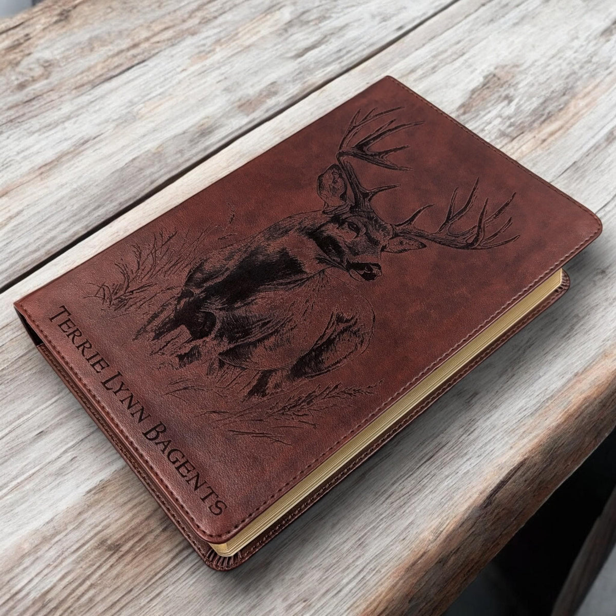 Personalized ESV Bible Large Print: Engraved Buck Deer