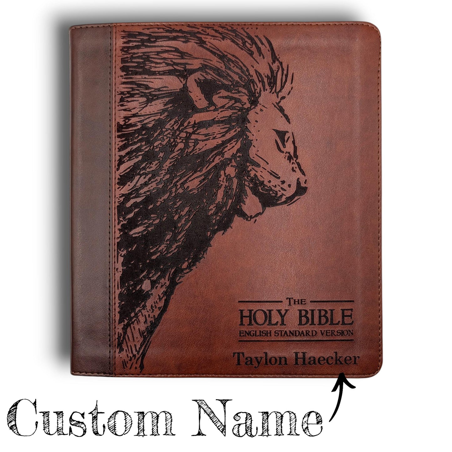 Personalized ESV Journal Study Bible: Engraved Lion, Lined Wide Magins