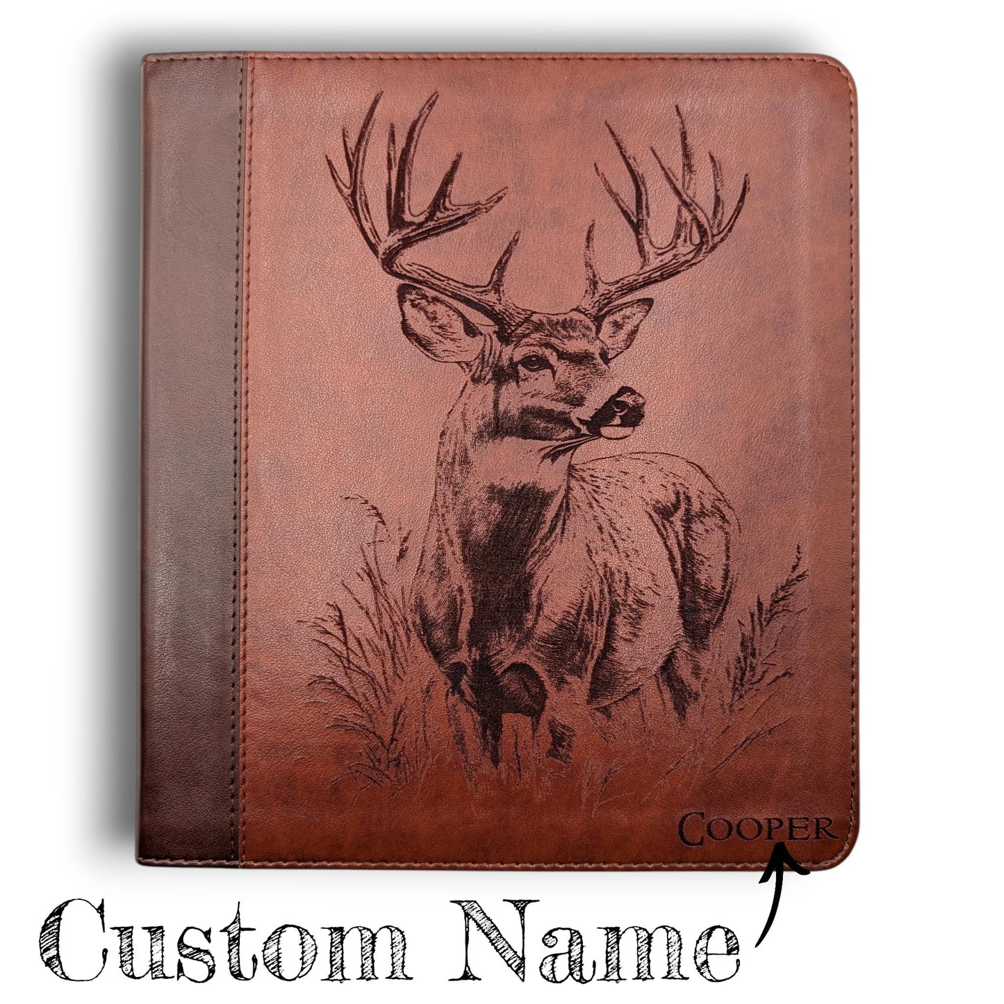 Personalized ESV Journal Study Bible: Engraved Buck Deer, Lined Wide Margins