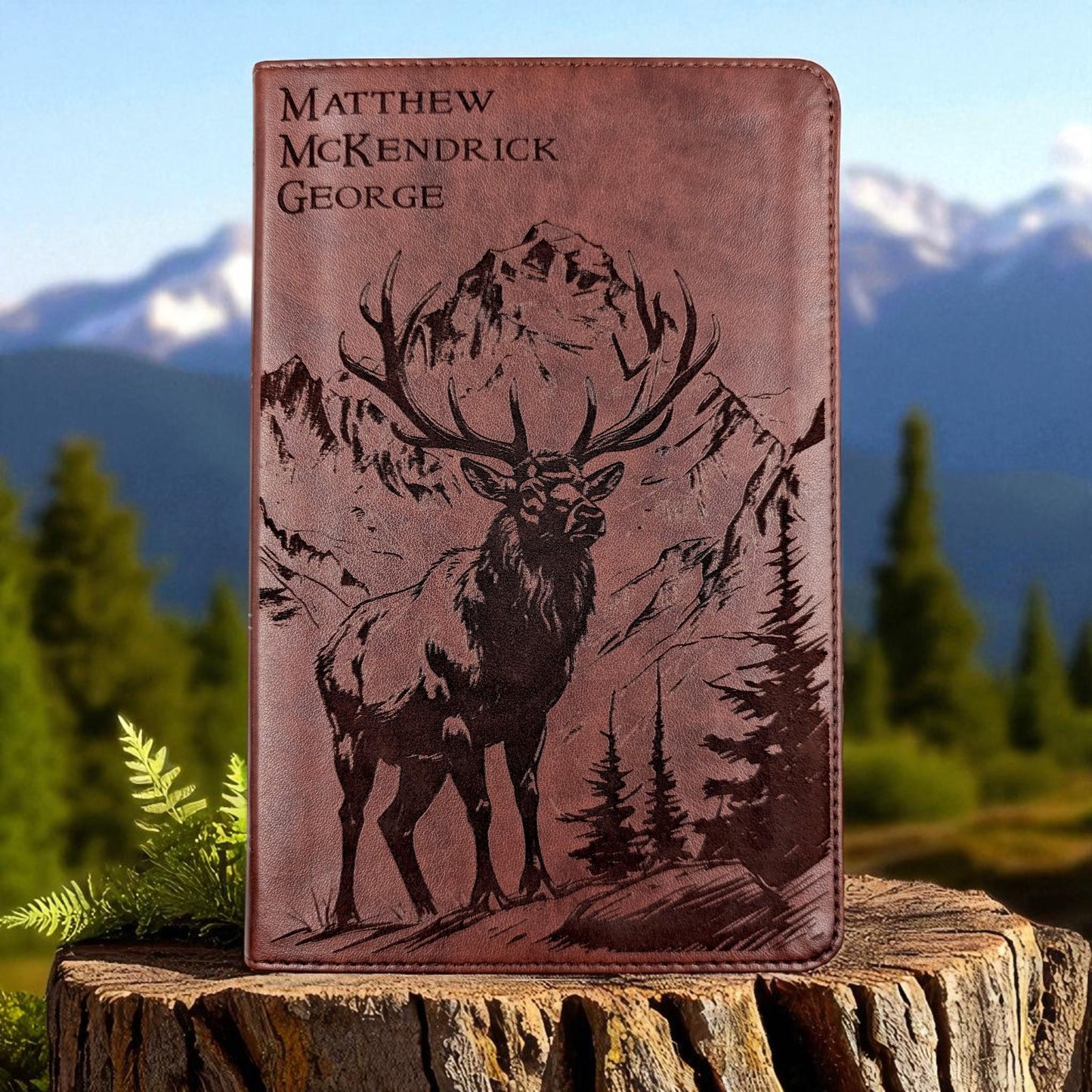 Personalized ESV Bible Large Print: Elk Engraving for Hunters and Nature Lovers