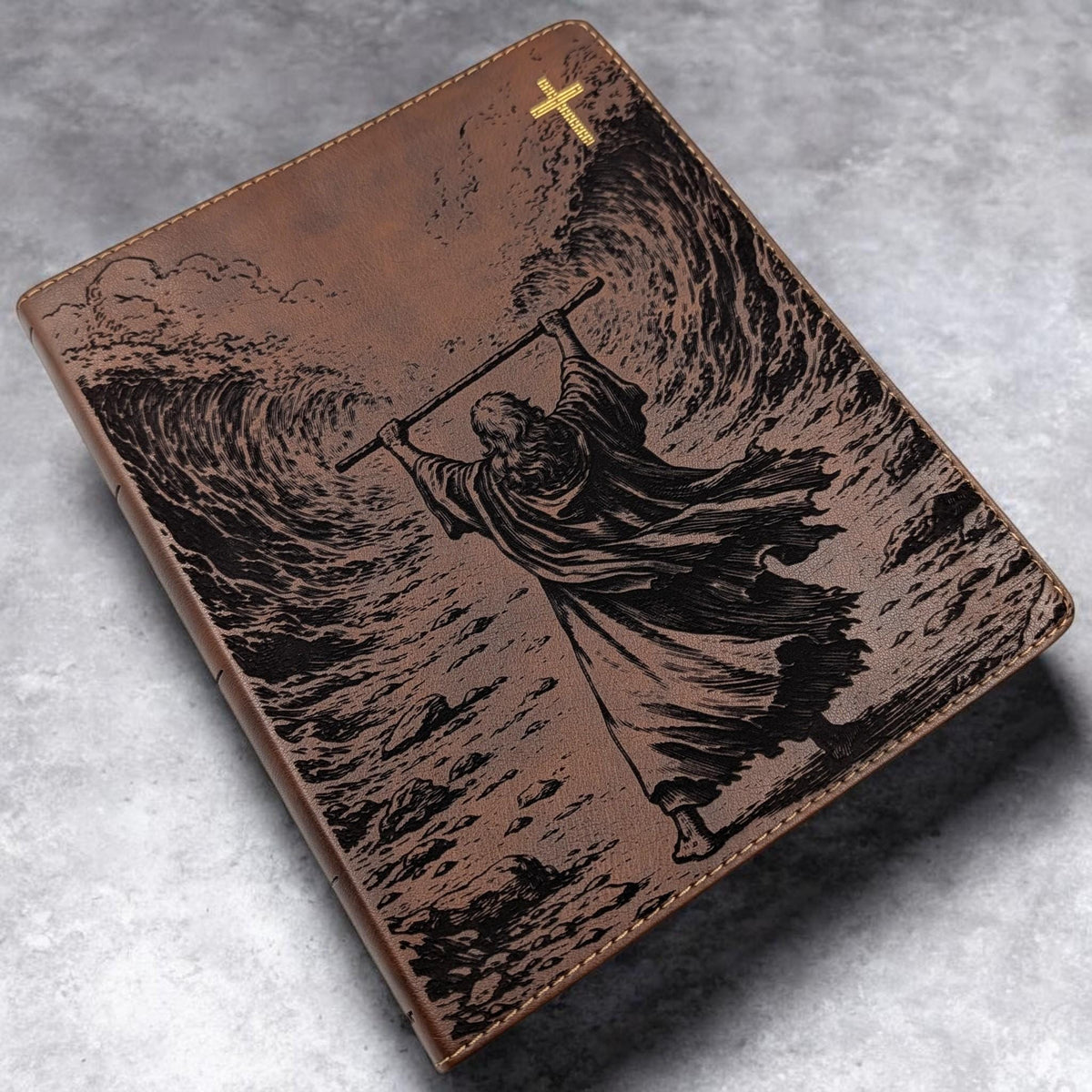 Personalized NIV Journal Bible: Engraved Moses & Parting of Red Sea, Lined Wide Margins