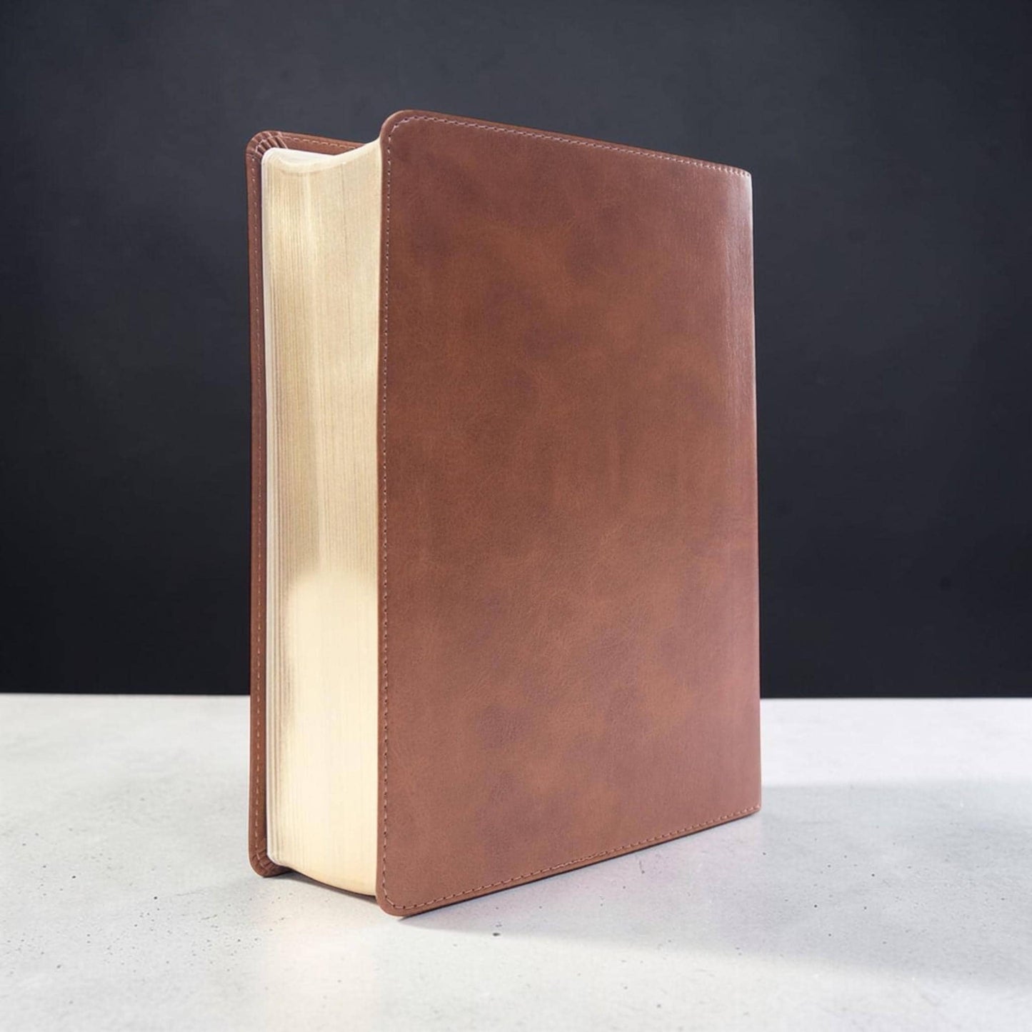 Personalized CSB He Reads Truth Bible: Engraved David & Goliath, Brown Leatherlike, Wide Margin