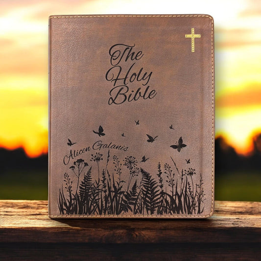 Personalized NIV Journal Bible for Women: Wildflower Engraving, Lined Wide Margins