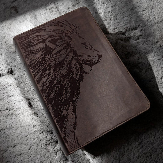 Personalized ESV Study Bible: Engraved Lion, Brown Leatherlike, Personal Size