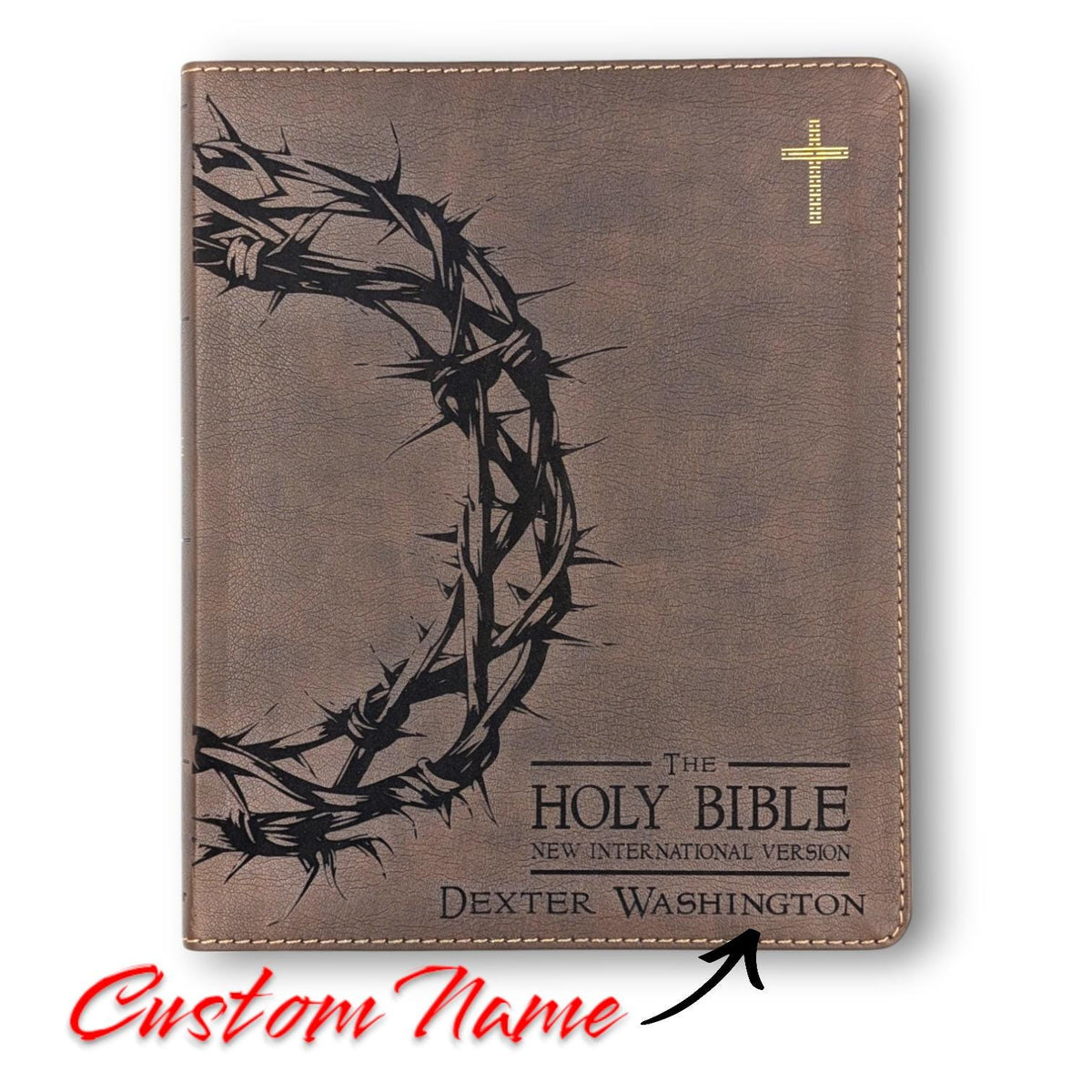 Personalized NIV Journal Bible: Engraved Crown of Thorns, Lined Wide Margins