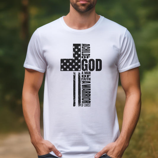Child of God Warrior T-Shirt: Christian Flag Cross Design