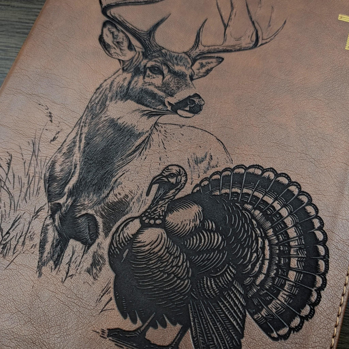 Personalized NIV Journal Bible: Engraved Buck Deer and Turkey, Lined Wide Margins
