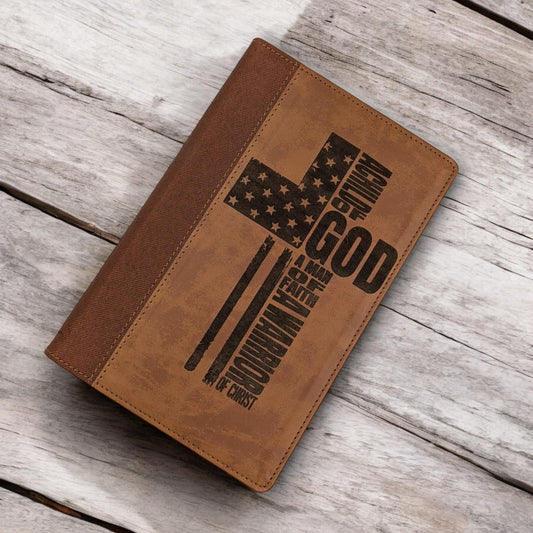 Personalized NIV Bible Large Print: Engraved Warrior of God Cross, Brown Leatherlike