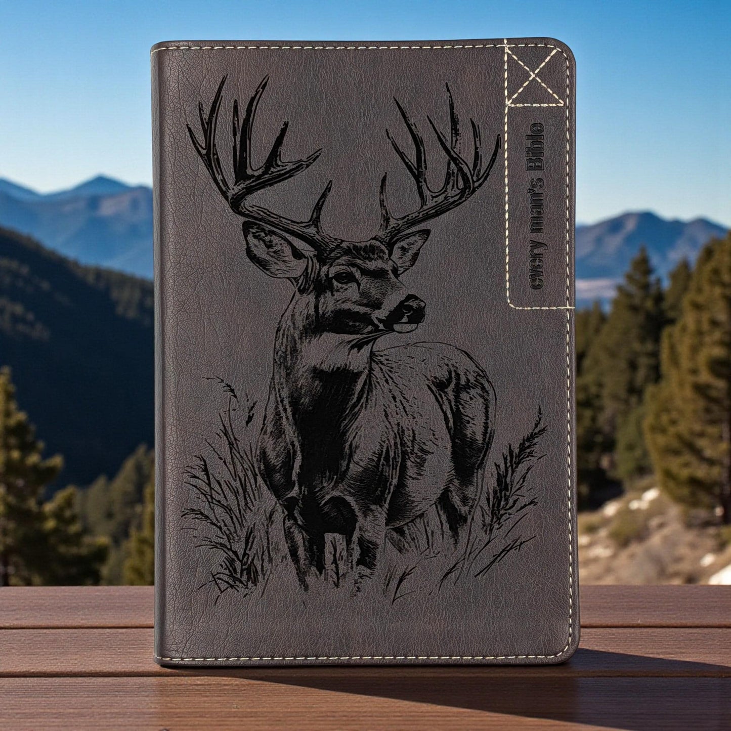 Personalized Every Man's Bible NLT: Engraved Buck Deer, Brown Deluxe Edition