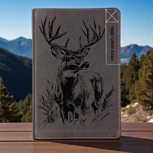 Personalized Every Man's Bible NLT: Engraved Buck Deer, Brown Deluxe Edition