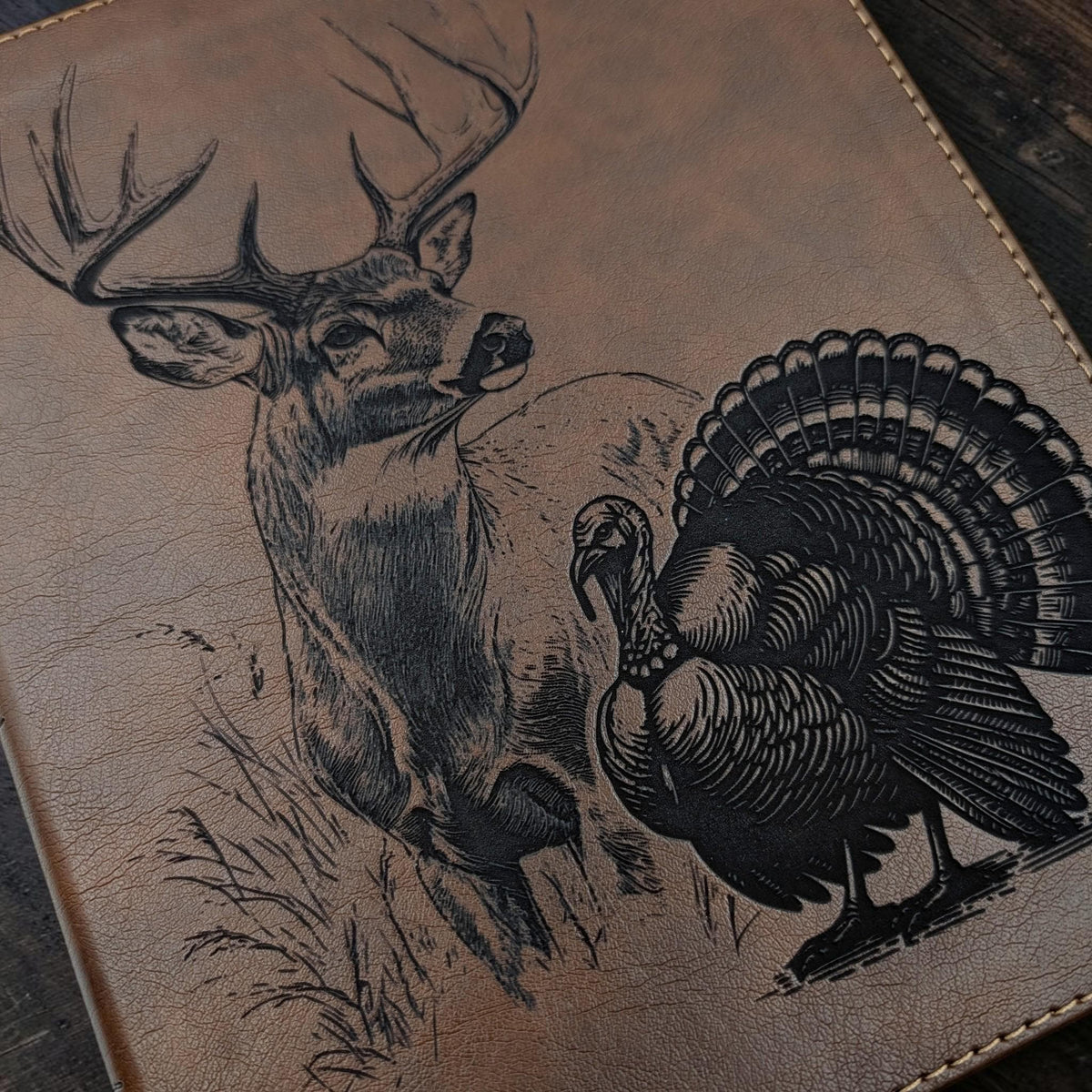 Personalized NIV Journal Bible: Engraved Buck Deer and Turkey, Lined Wide Margins