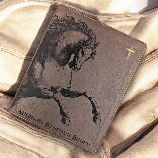 Personalized NIV Journal Bible: Engraved Horse & Verse Options on Back, Lined Wide Margins