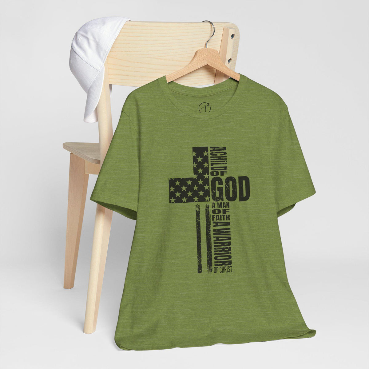 Child of God Warrior T-Shirt: Christian Flag Cross Design