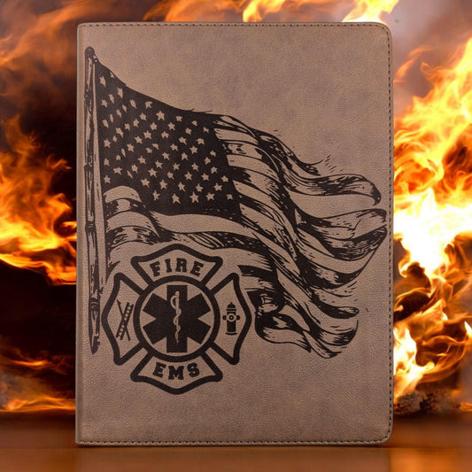 Personalized KJV Bible: Engraved EMS Firefighter, Wide Margin, Brown
