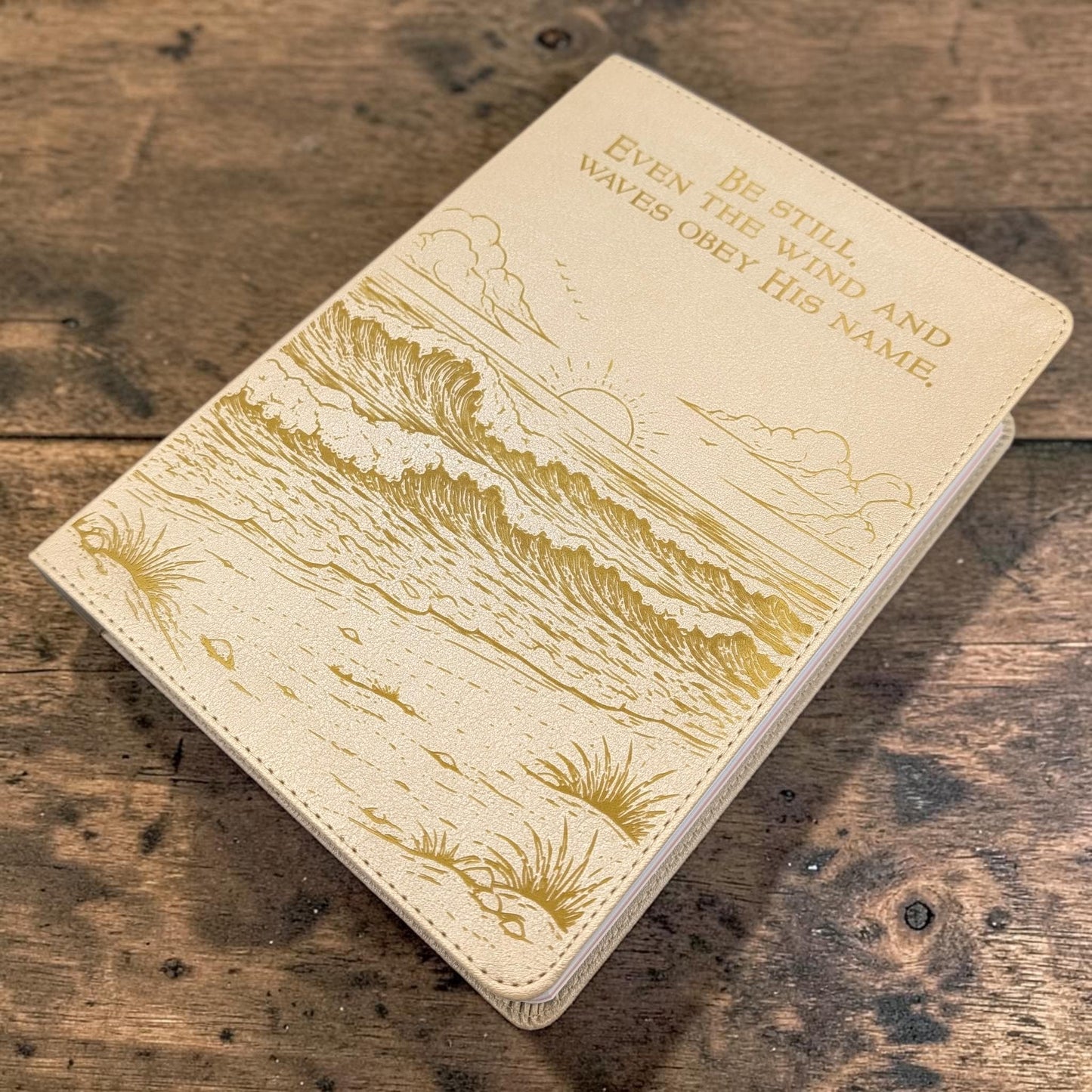 Personalized CSB She Reads Truth Bible: Engraved Ocean Design, Wide Margins, Champagne Leatherlike