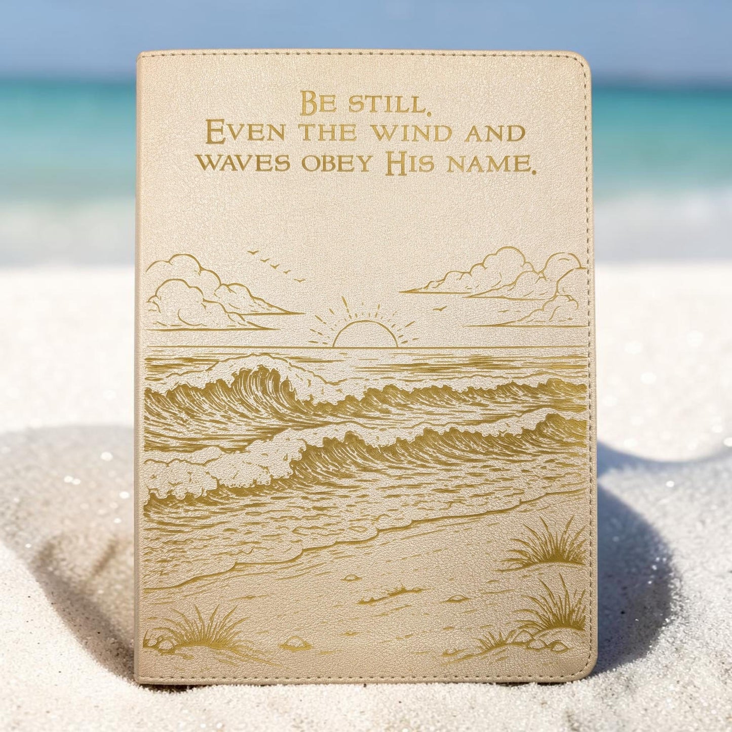 Personalized CSB She Reads Truth Bible: Engraved Ocean Design, Wide Margins, Champagne Leatherlike