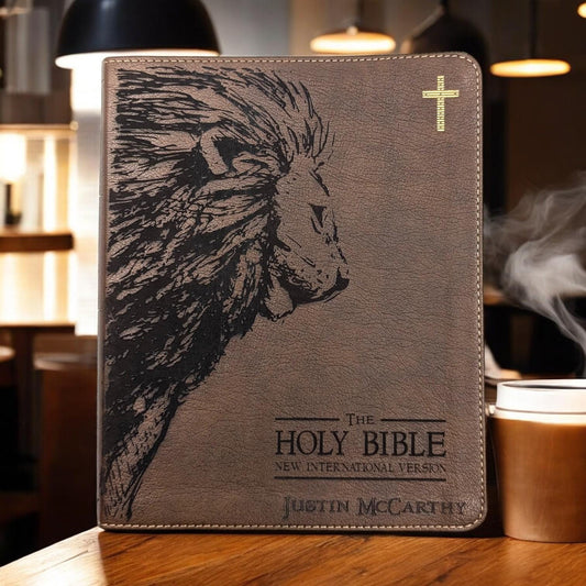 Personalized NIV Journal Bible: Lion Engraving, Lined Wide Margins
